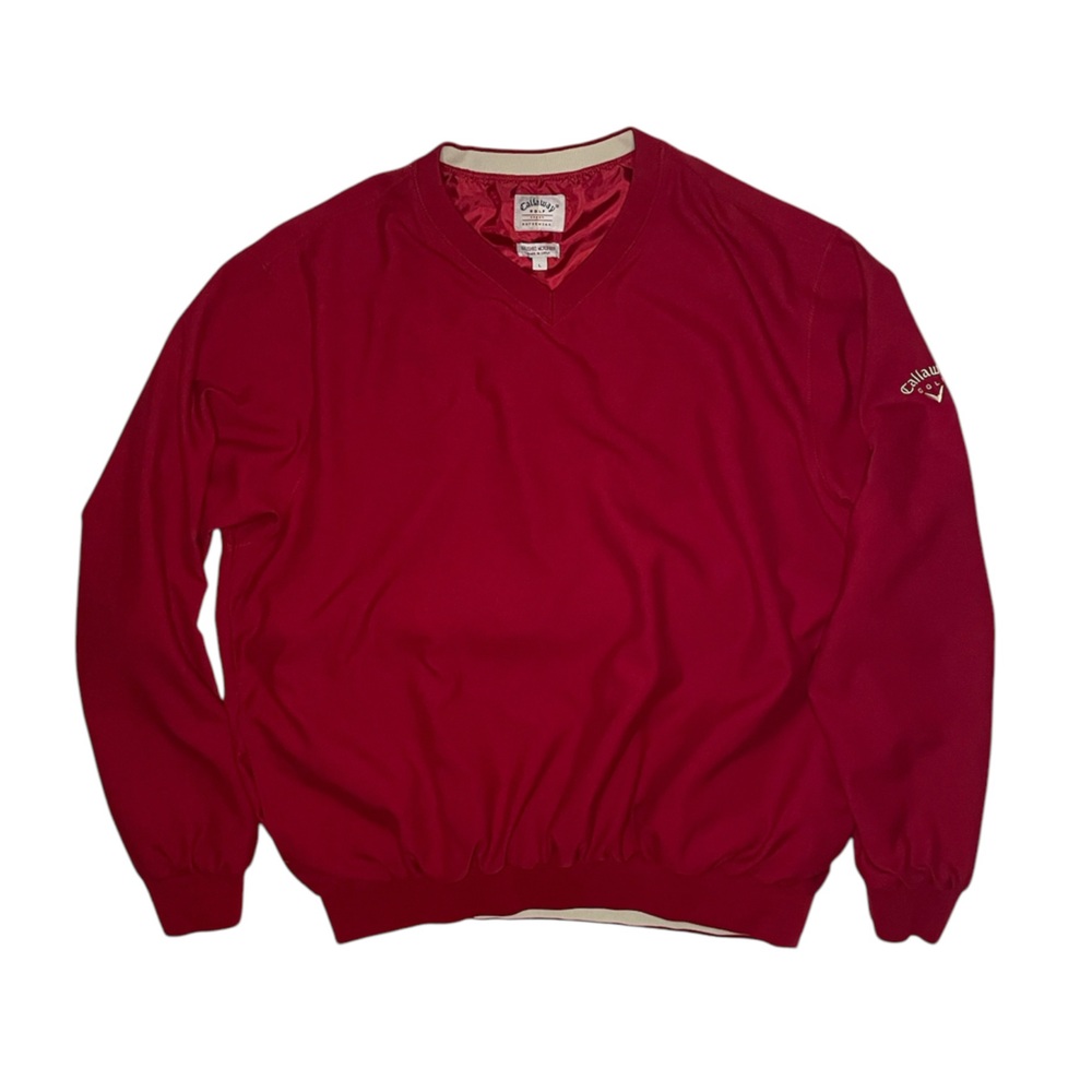 Callaway Red V-Neck Pullover, 2 Pocket, Golf Jacket-Mens Large